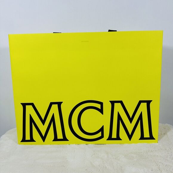 MCM 21”X16”X8” Authentic Yellow Shopping Paper Bag Gift Tote Extra Large - Picture 1 of 4